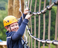 Child climbing high ropes
